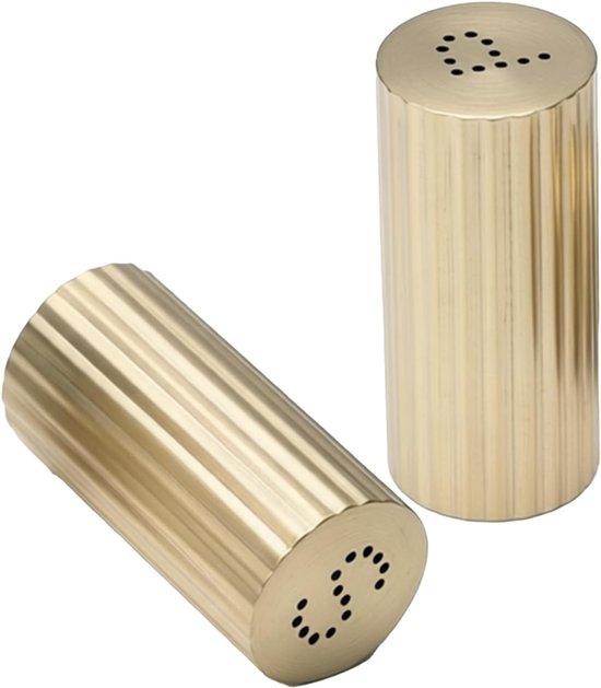2 Stuks 304 Roestvrijstalen Kruidenshakers, Multifunctionele Kruidendispensers met Gaten voor Zout Chilipoeder Poedersuiker (GOLD) — afbeelding 3