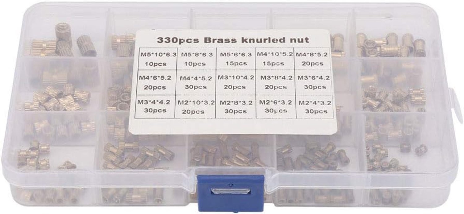 Heat Insert Serrated Inserts Set Threaded 330pcs M2 M3 M4 M5 Brass Insert Nut Insulation Nuts Column Knurl Insert Nut - ShopVlot
