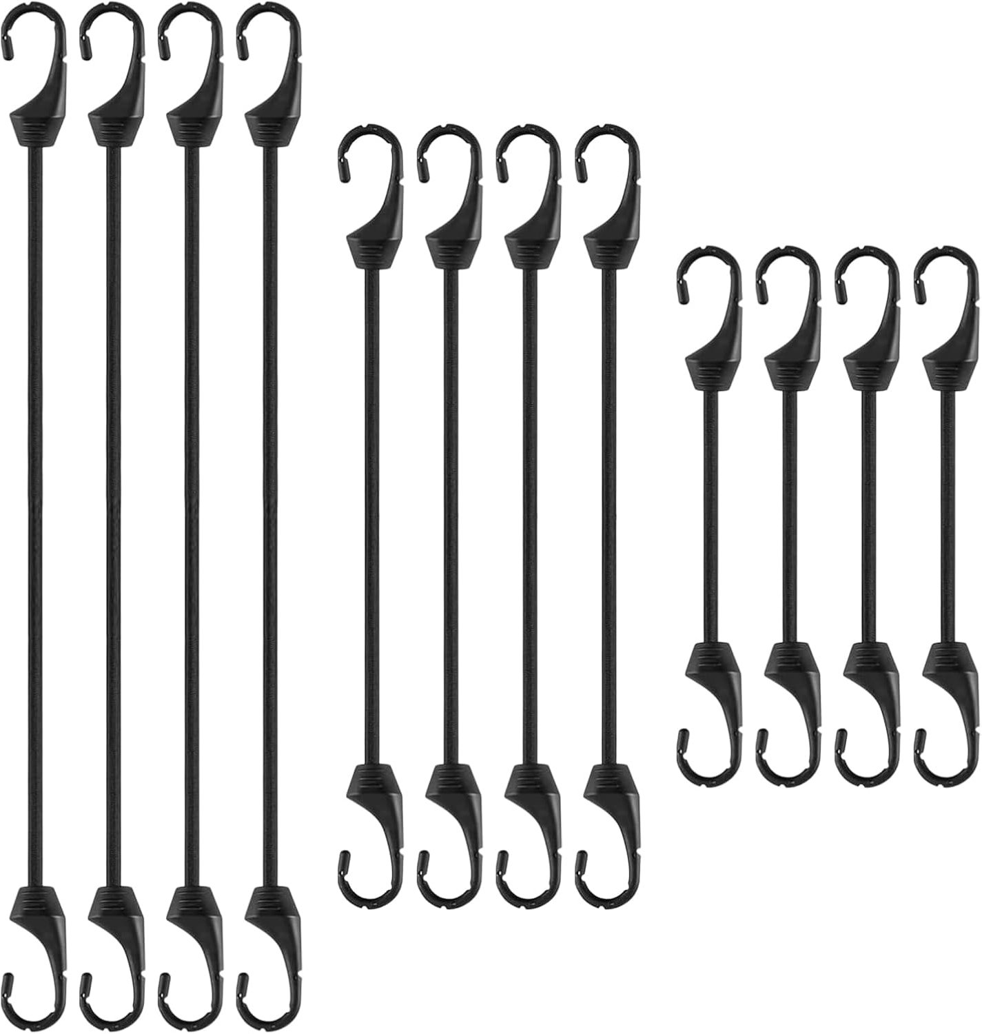 12 stuks elastische touwen met haken, multifunctionele spanners voor dekzeilen, versterkingsriemen voor fietsladingen - ShopVlot
