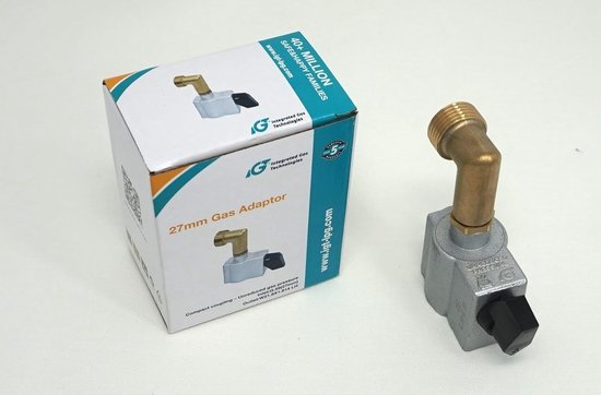Gasadapter 27mm - clip-on - butaan pigtail - geschikt voor gasflessen - Homevero — afbeelding 2