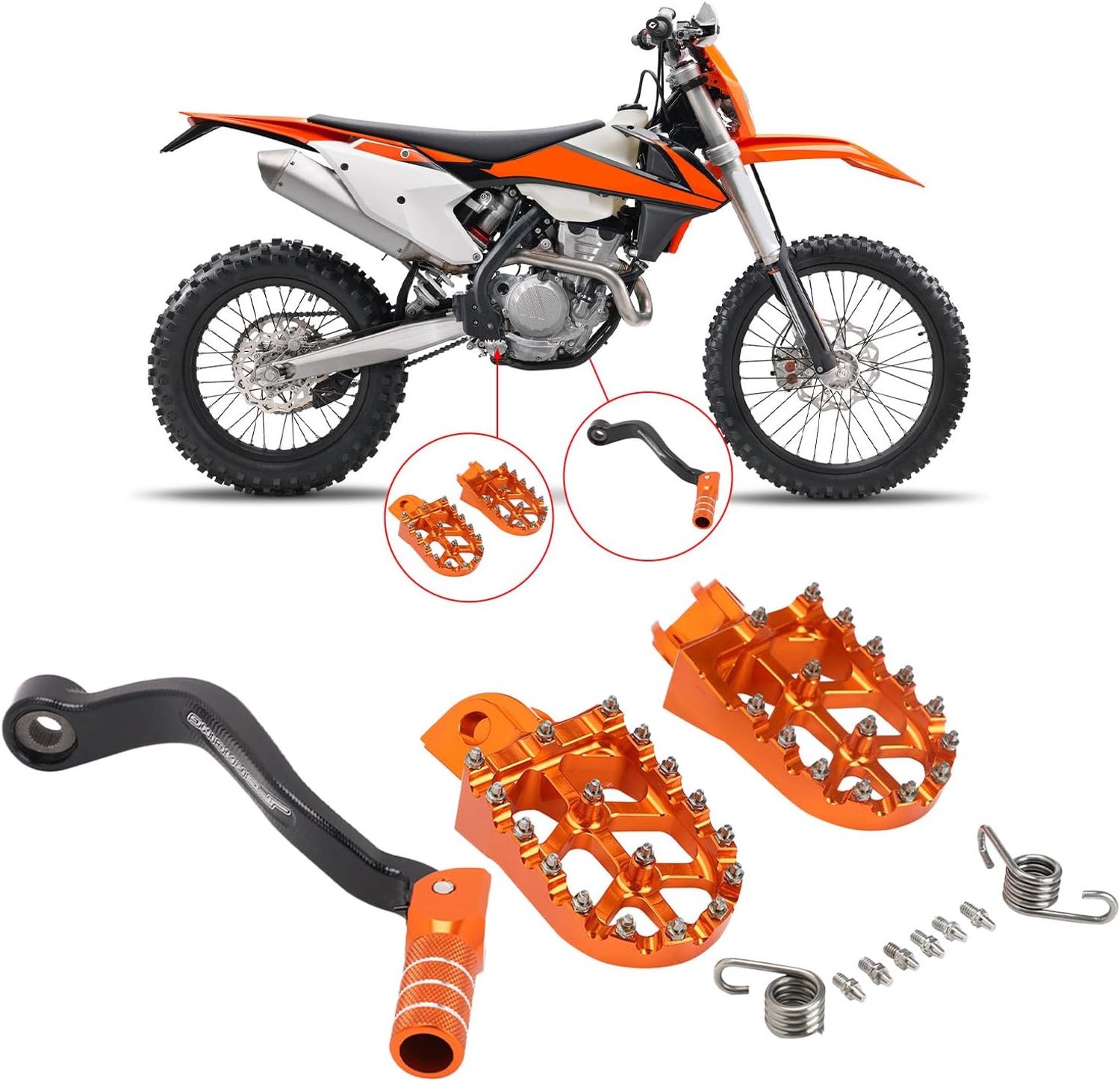 Motorcycle Folding Shift Lever + Dirt Bike Foot Pegs CNC Universal for 65-990 SX SXS SXS-F EXC MXC EXC-G SX-F EXC-F - ShopVlot