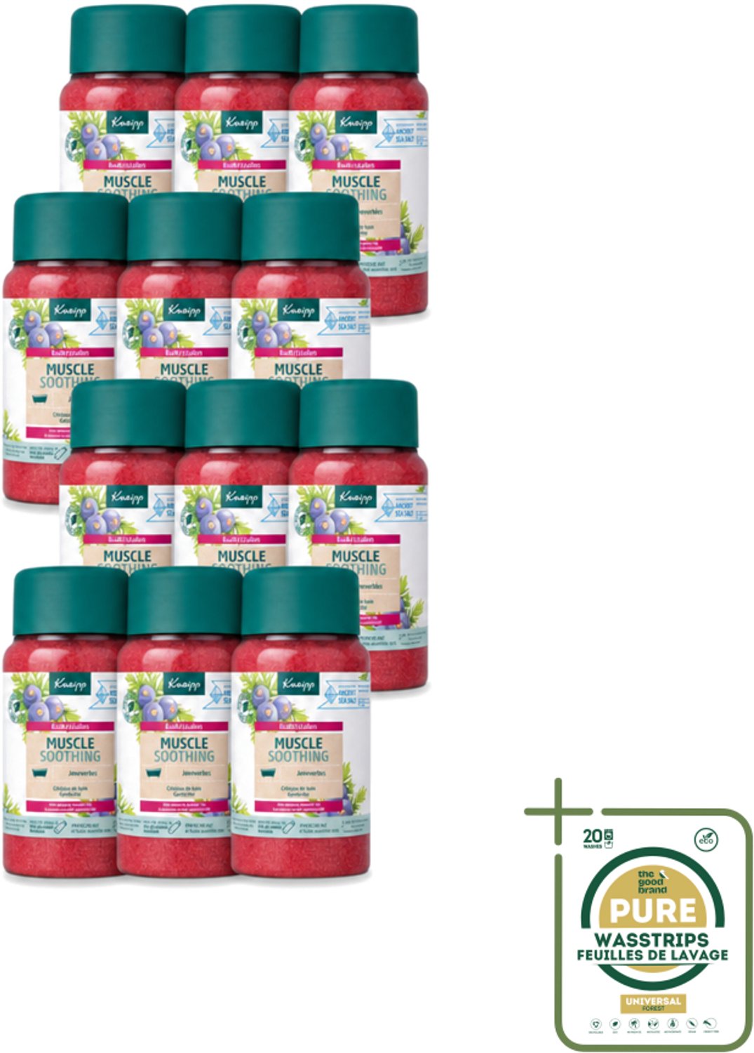12 x Kneipp - Badzout - Muscle Soothing - Jeneverbes - Weldaad voor spieren - 600 g - Wasstrips - Badzout Voor Spieren - Spierverzorging - Ontspanning - Badkristallen - Jeneverbes
