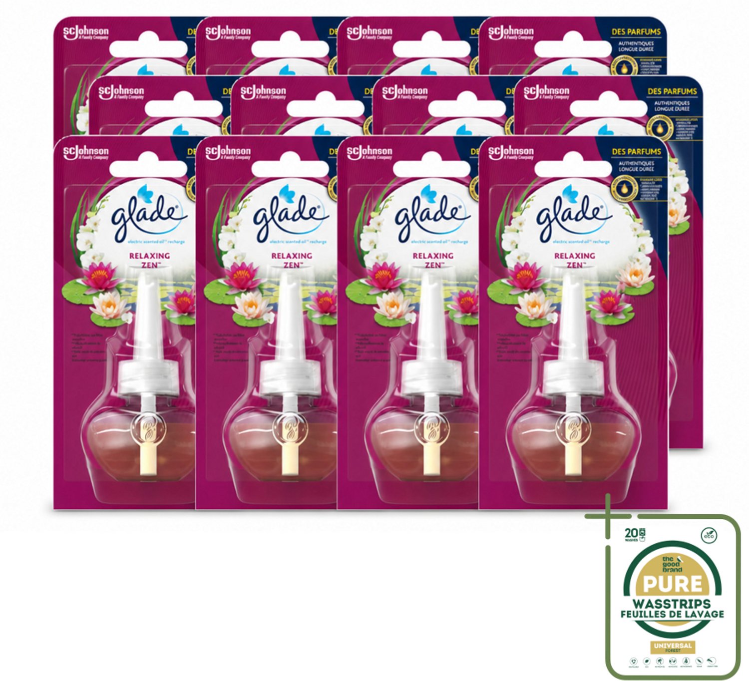 12 x Glade - Navulling Elektrische Olie - Relaxing Zen - Zonder Houder - Wasstrips - Luchtverfrisser - Geur - Ontspanning - Geurverspreider - Elektrische Olie
