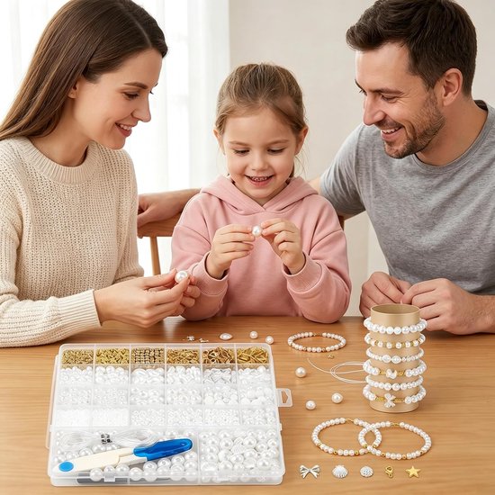 2050 stuks witte kralen voor armbanden, witte kralenset voor doe-het-zelf armbanden, sieraden maken — afbeelding 5