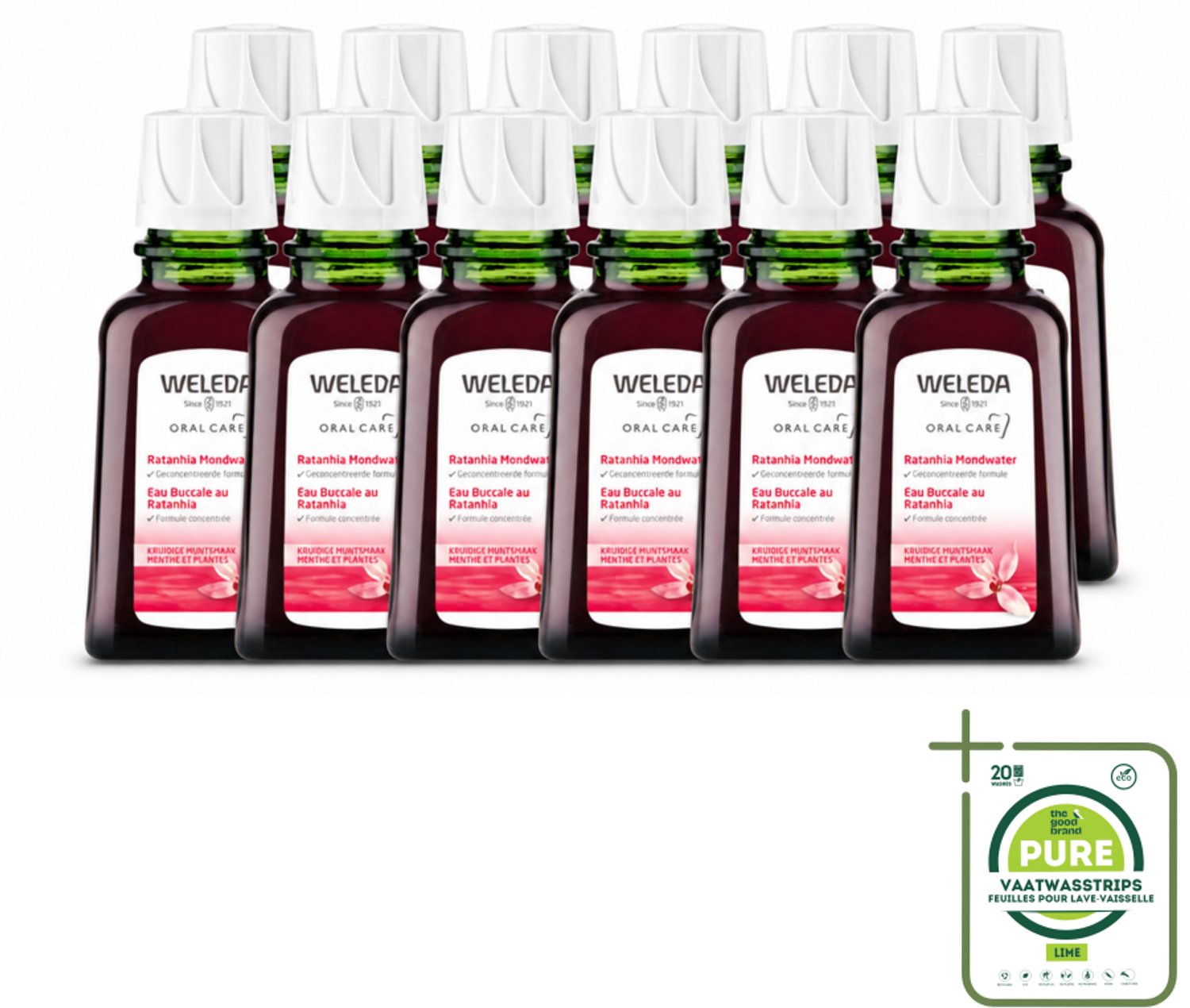 12 x WELEDA - Mondwater geconcentreerd - Ratanhia - 50 ml - Grootverpakking - Vaatwasstrips - Mondwater - Tandvlees Verzorging - Natuurlijk Mondwater - Ratanhia Mondwater - Mondverzorging