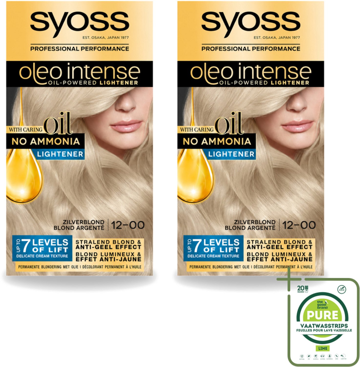 2 x SYOSS - Oleo Intense 12-00 - Haarverf - Permanente Haarkleuring - Zilverblond - Langdurige Kleur - Grootverpakking - Vaatwasstrips - Zilverblond - Haarkleur - Permanente Kleur - Ammoniakvrije Kleur - Haarverzorging