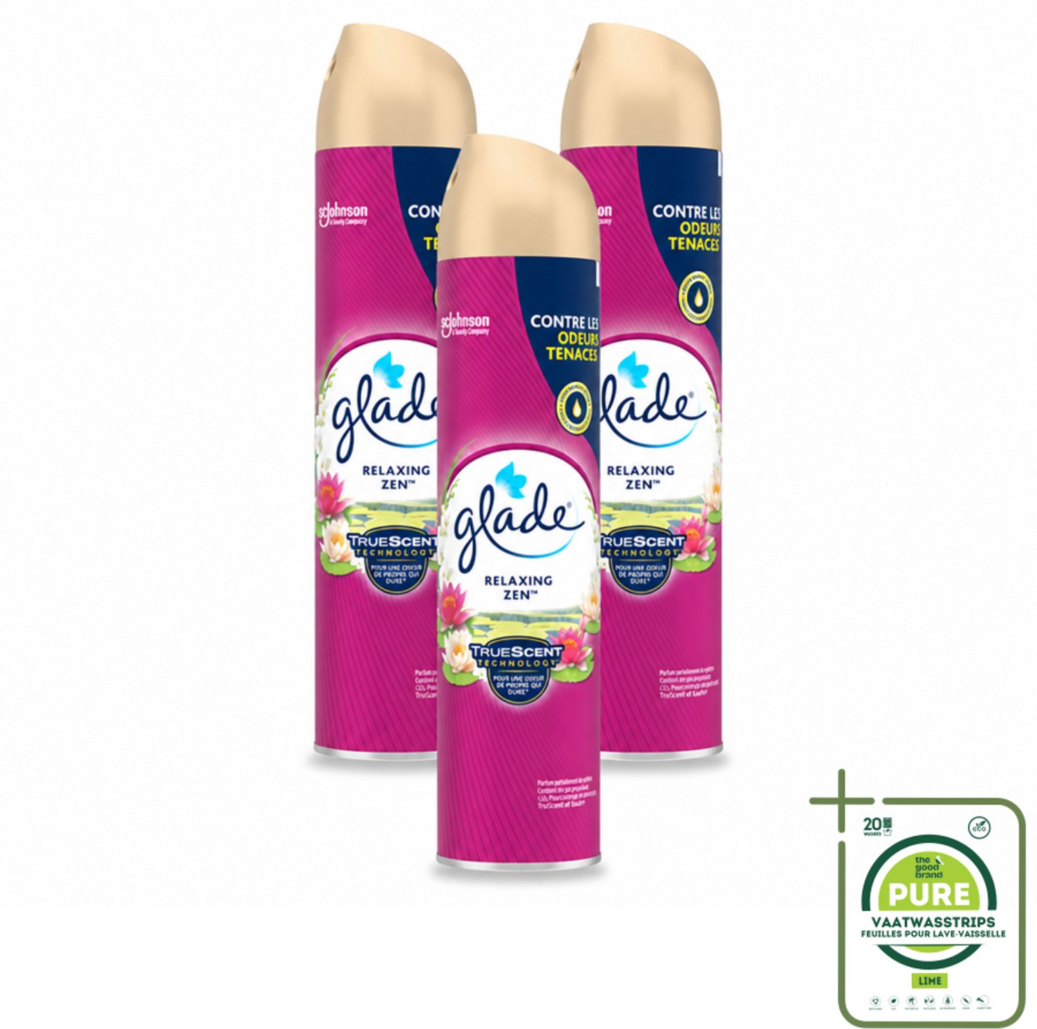 3 x Glade - Luchtverfrisser Spray - Relaxing Zen - 300 ml - Grootverpakking - Luchtverfrisser - Ontspanning - Geur - Frisheid - Essentiële Oliën