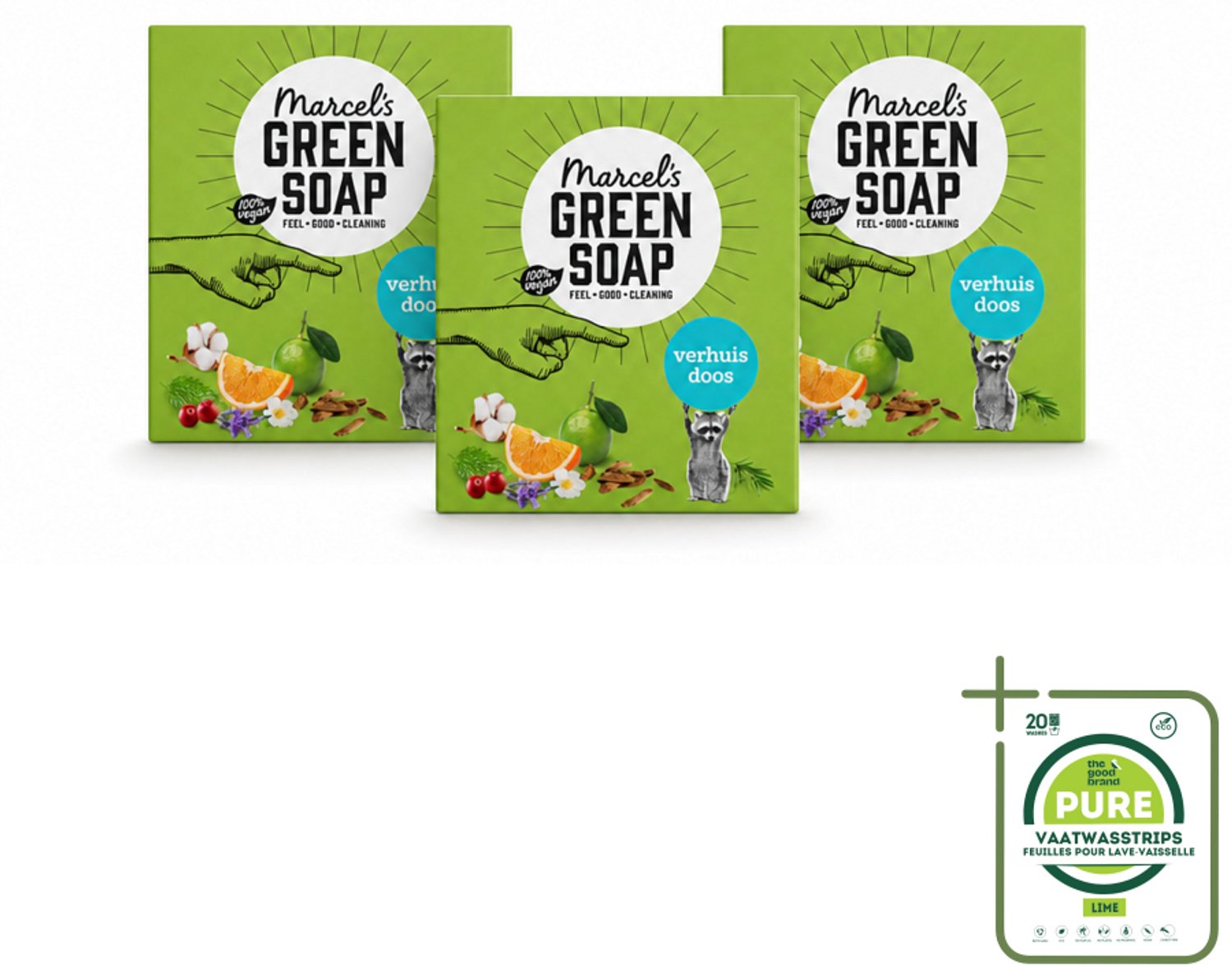 3 x Marcel's Green Soap - Verhuisdoos - Duurzaam Schoonmaken - Natuurlijke verzorging - 8 Zeepjes - Grootverpakking - Vaatwasstrips - Verhuizing - Schoonmaken - Natuurlijke Reiniging - Duurzaamheid - Milieuvriendelijk