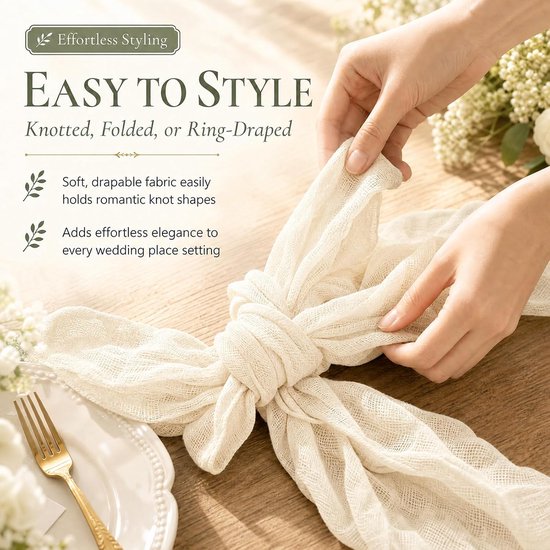 30 stuks chiffon servetten, boho-tafeldecoratie, stoffen servetten, wasbaar — afbeelding 3