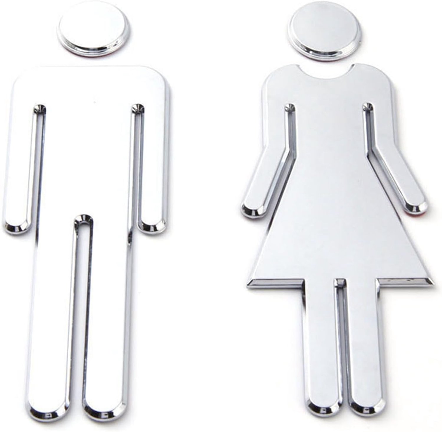 Hyuduo Zelfklevend Toiletbord voor Mannen Vrouwen 3D Badkamerdeurbord Gegalvaniseerd ABS 125x40x4mm Indicator voor Kantoor Hotel Restaurant (Helder zilver)