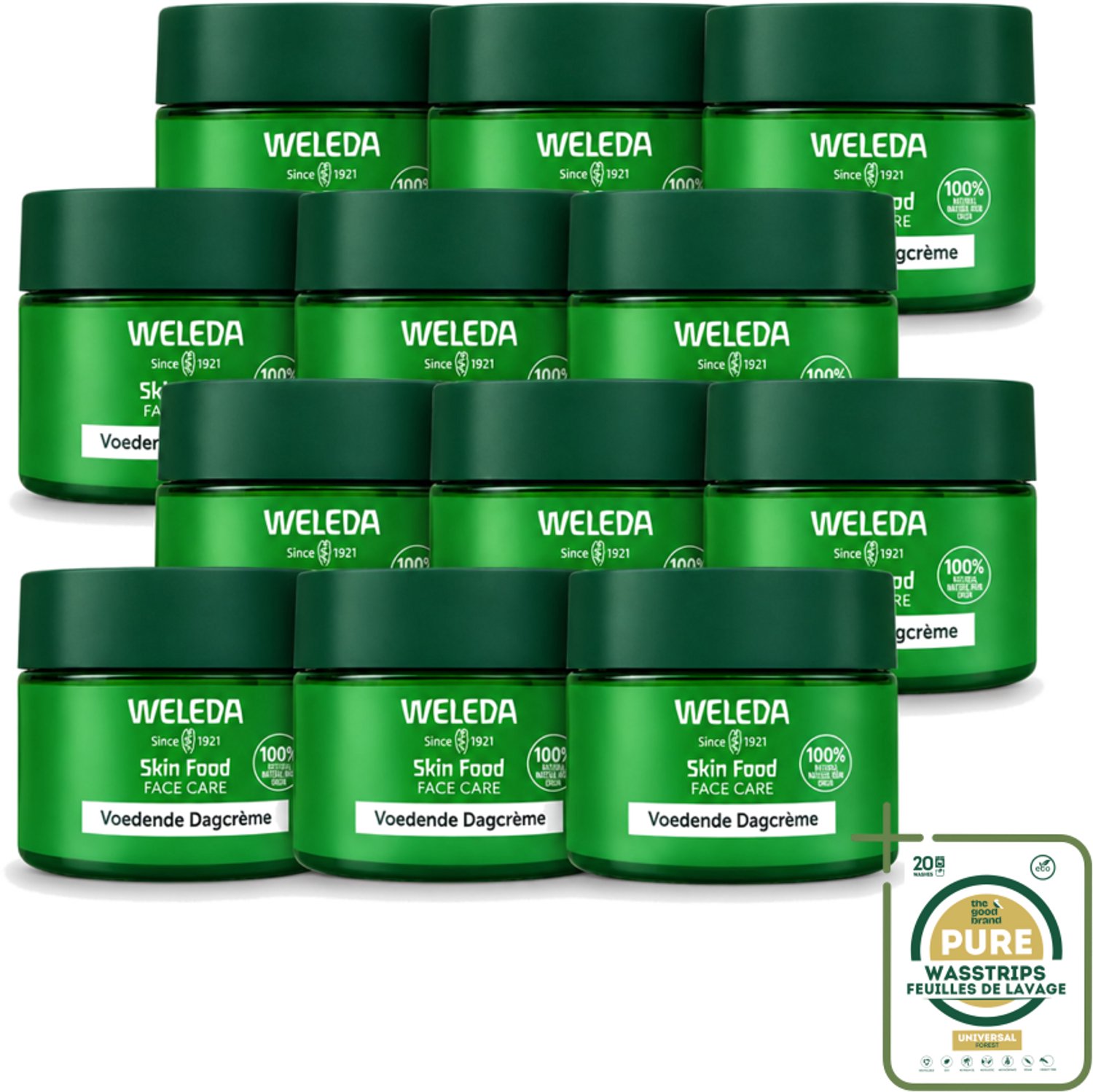 12 x WELEDA - Dagcrème Skin Food - Voedend - 40 ml - Wasstrips - Dagcrème - Huidverzorging - Voedende Crème - Natuurlijke Crème - Vegan Crème