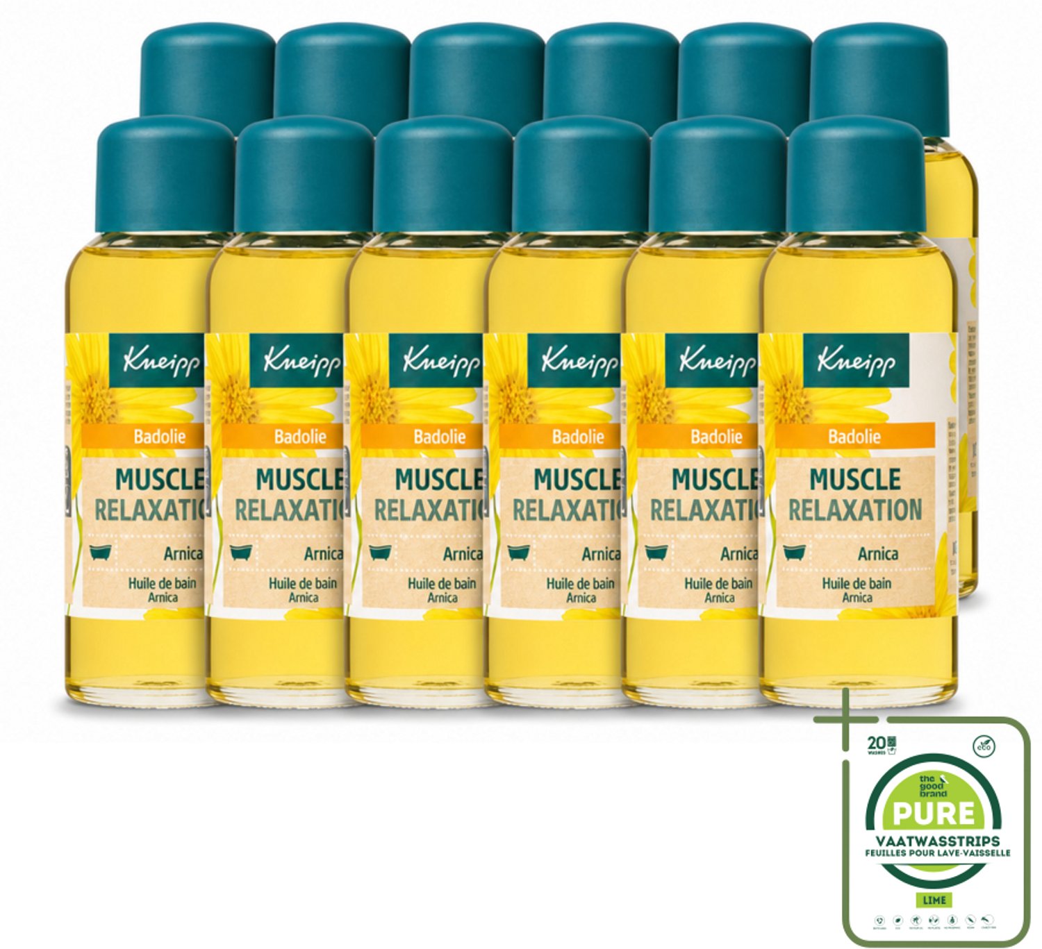 12 x Kneipp - Badolie - Arnica - Voor spieren en gewrichten - 100 ml - Grootverpakking - Vaatwasstrips - Badolie Voor Spieren - Badolie Voor Gewrichten - Arnica Badolie - Spierherstel - Ontspanning Bad