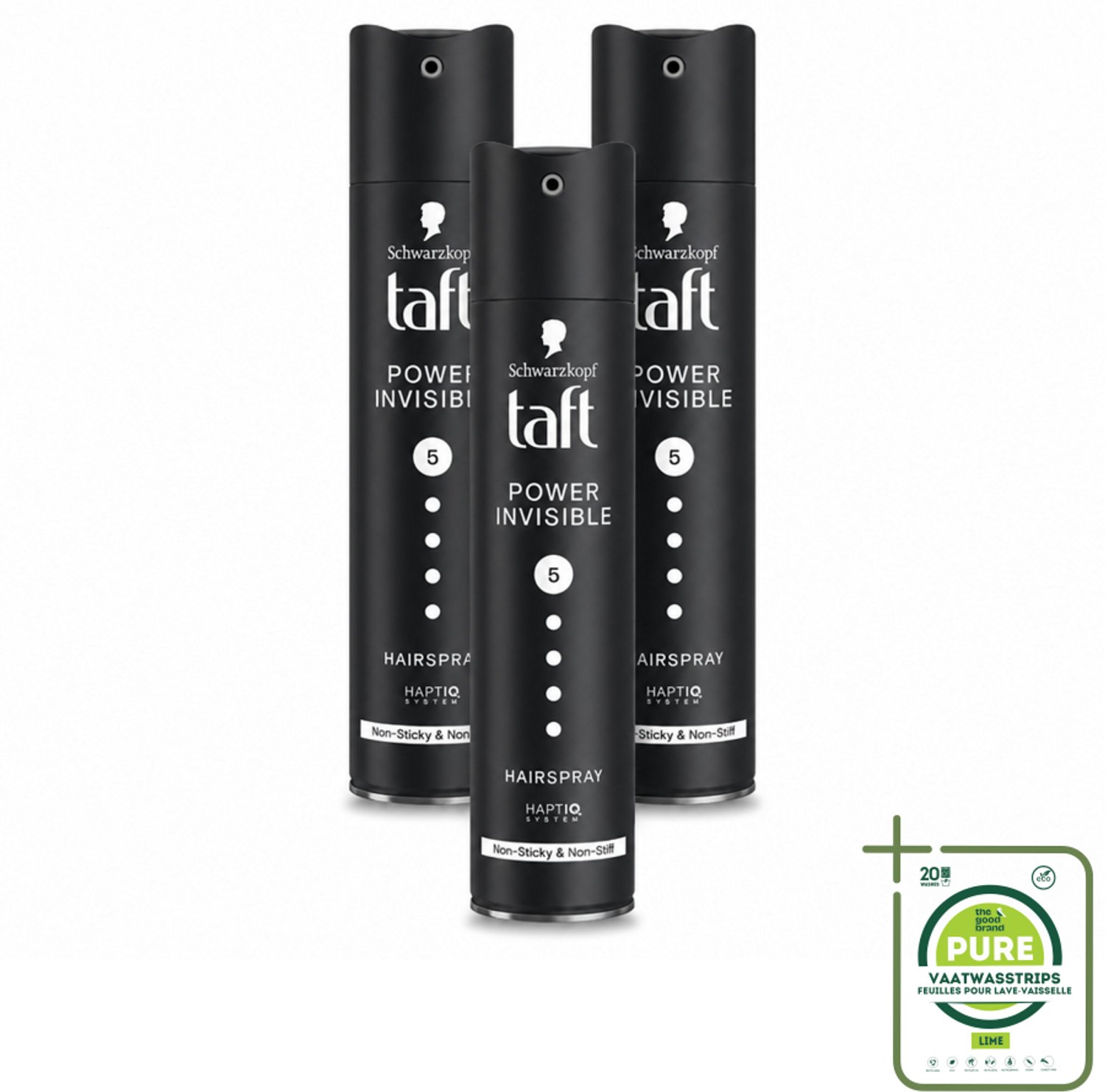 3 x Taft - Power Invisible 5 - Haarspray - Onzichtbare hold - 250 ml - Grootverpakking - Onzichtbare Fixatie - Natuurlijk Haar - Haarspray - Hold - Haar Beschermen