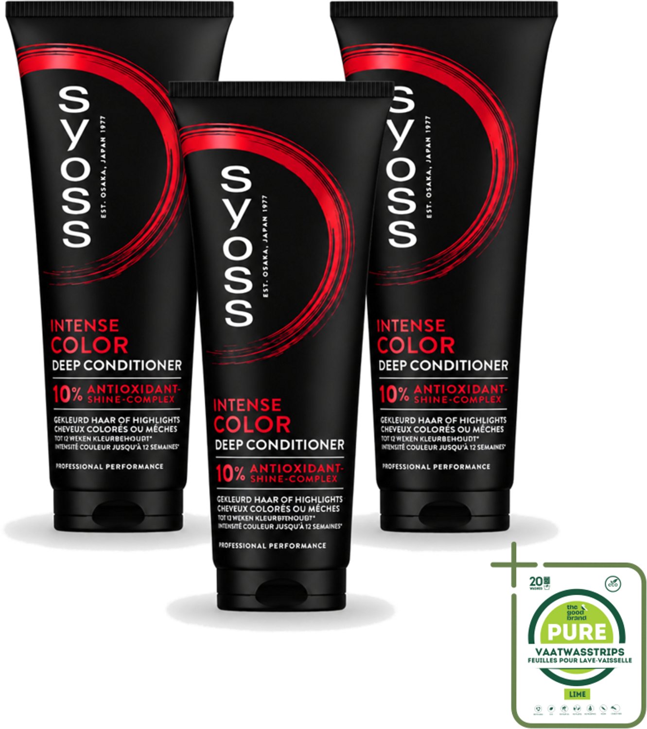3 x Syoss - Intense Color - Deep Conditioner - Kleurbehoud tot 12 Weken - 250 ml - Grootverpakking - Vaatwasstrips - Kleurbehoud - Gekleurd Haar - Glans - Haarkleur - Haarkleur Behoud