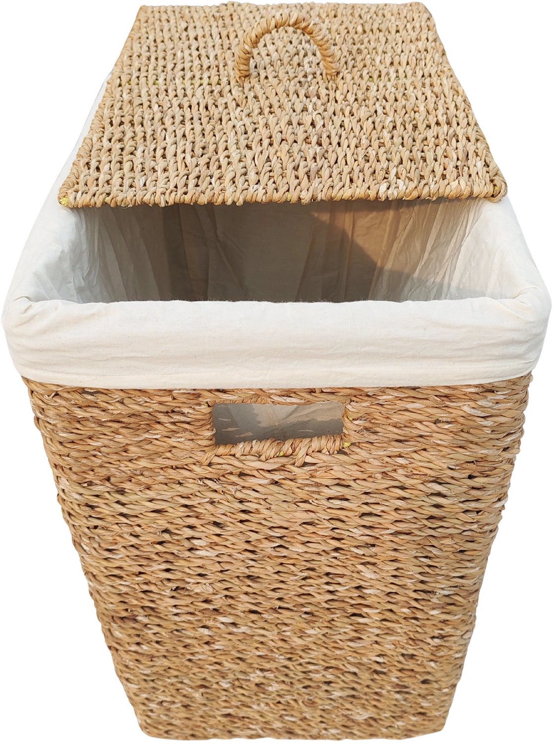 Rechthoekige opbergmand met deksel – zeegras – 90 liter – naturel