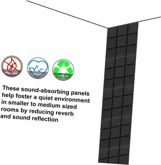 6 Stuks Bescherming bord isolatie geluid bewijs proofing eierkist schuim vulling akoestisch paneel eierkist kussen dempende pad bekledingsschuimen katoen Black — afbeelding 3
