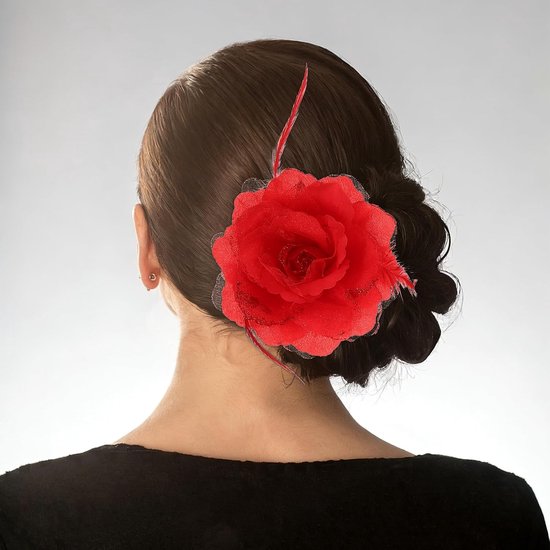 3 stuks bruidsrozen haarspelden - Kunstmatige rozen haarclips voor dames, perfect voor feestelijke gelegenheden of een gala - Mexicaanse haarbloemen haarspeld hoofdversiering rood — afbeelding 3