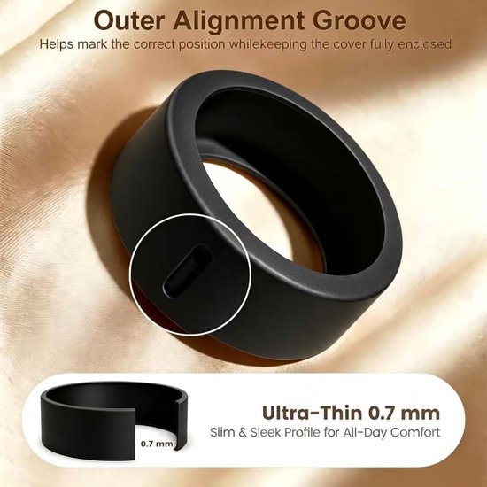 Yiko Siliconen hoezen compatibel met Oura Ring 5, 3 stuks smart-ring beschermhoezen, zachte, krasbestendige beschermhoezen, slijtvast, elastisch (zwart + donkerblauw + wit, S (maat 6-11)) — afbeelding 3