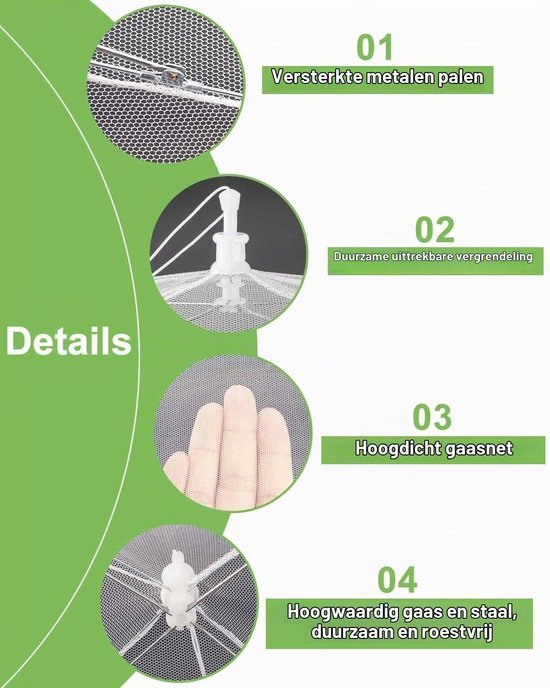 Cover Mesh Food Tent, 17 "x17", 6 stuks, witte nylon hoezen, pop-up paraplu-schermtenten, terrasbugnet voor buiten kamperen, picknicks, feesten, barbecue, inklapbaar en herbruikbaar — afbeelding 4