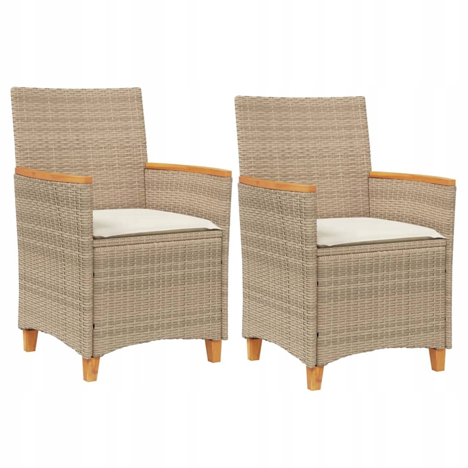 2x Loungestoelen met Kussens - Rotan Stijl voor Tuin & Balkon