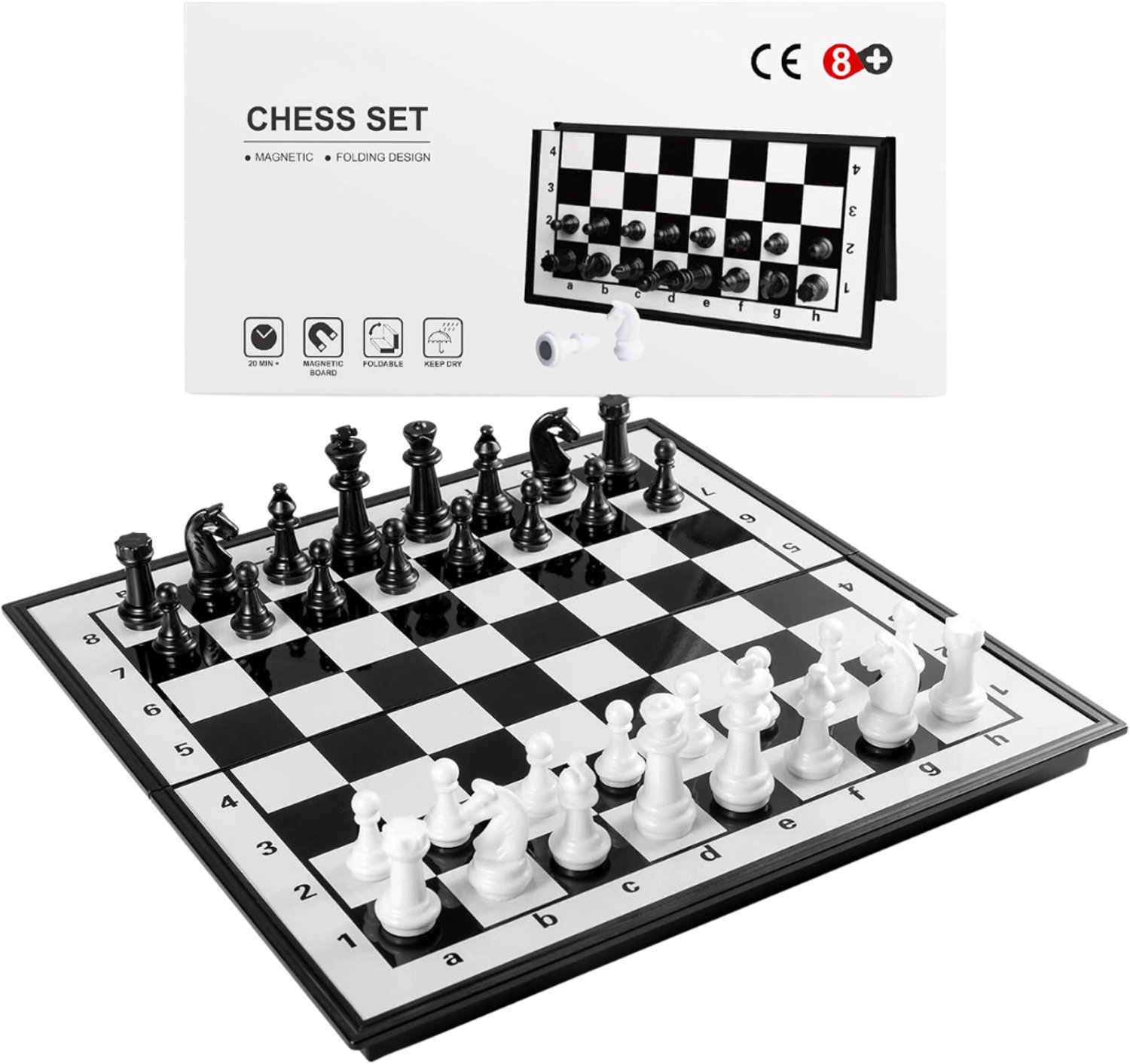 Verte - Magnetisch Schaakbord - Schaakspel - Draagbaar Reisschaakspel - Opvouwbaar Schaakbord Van Hoge Kwaliteit Voor Kinderen En Volwassenen - Beginners - Reisschaakspel - 25 Cm X 25 Cm