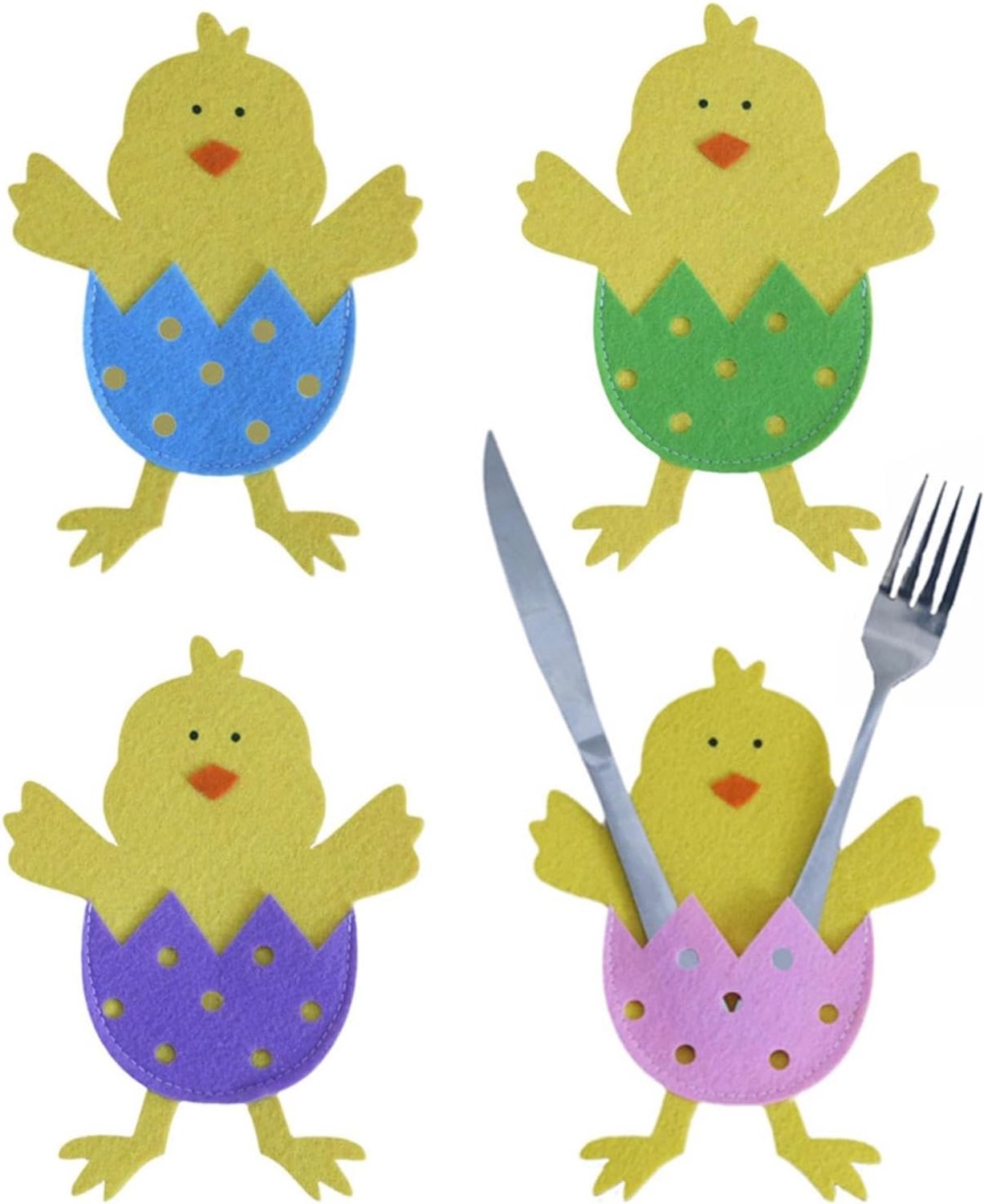 Paaskuiken Bestekhoes,Pasen Kuiken Bestekhoes 4-delige cuttervorkafdekking