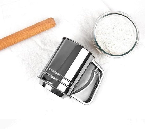 Meel zeef Rvs Handmatige Bloem Zeef Fijne Mesh Zeef voor Keuken Koken Bakken — afbeelding 4