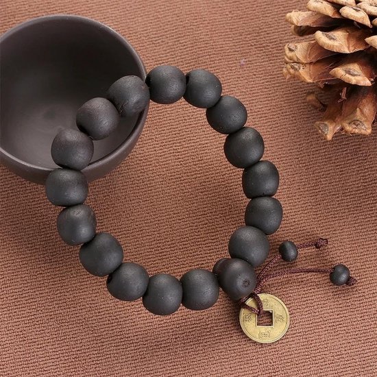 Wood Bead Buddha Bracelet Buddhist Bangle Prayer Beads — afbeelding 2