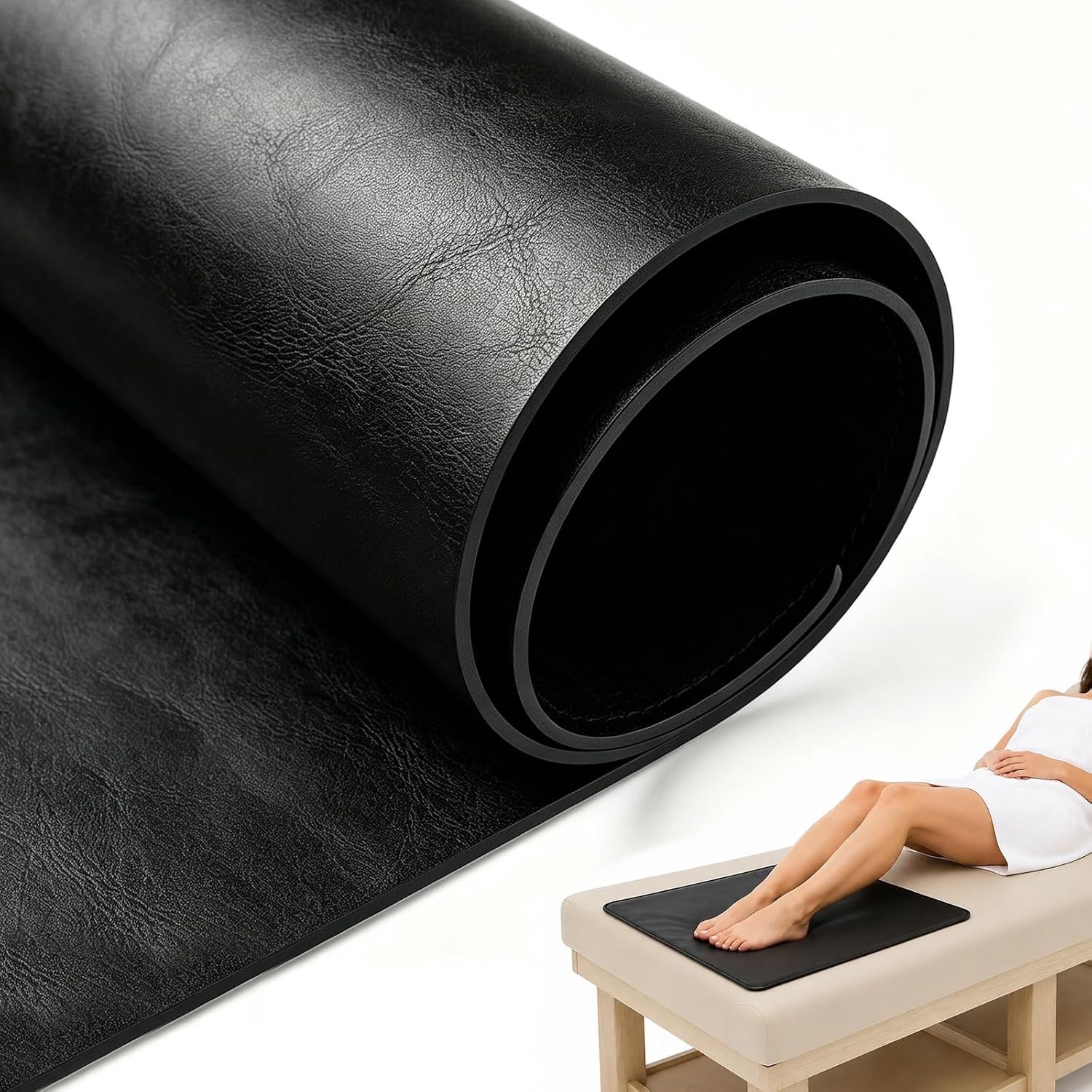 Hygiënische onderlegger voor massagestoel en cosmetische ligstoel, 60 x 40 cm, PU-lederen voetsteun, waterdichte kunstlederen beschermmat, oliebestendig, antislip, opvouwbaar, gemakkelijk te reinigen
