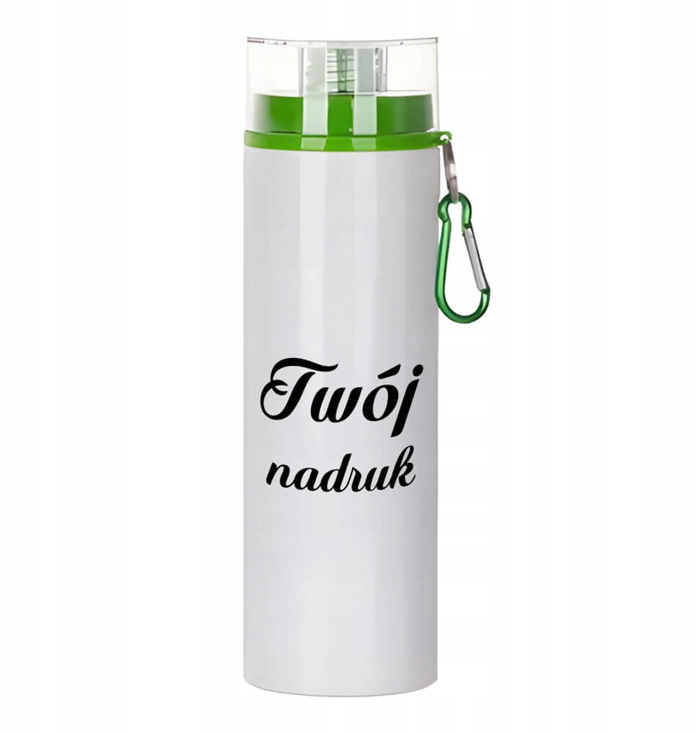 Witte Bidon 850ml met Karabijn & Opdruk - Ideaal voor Studenten