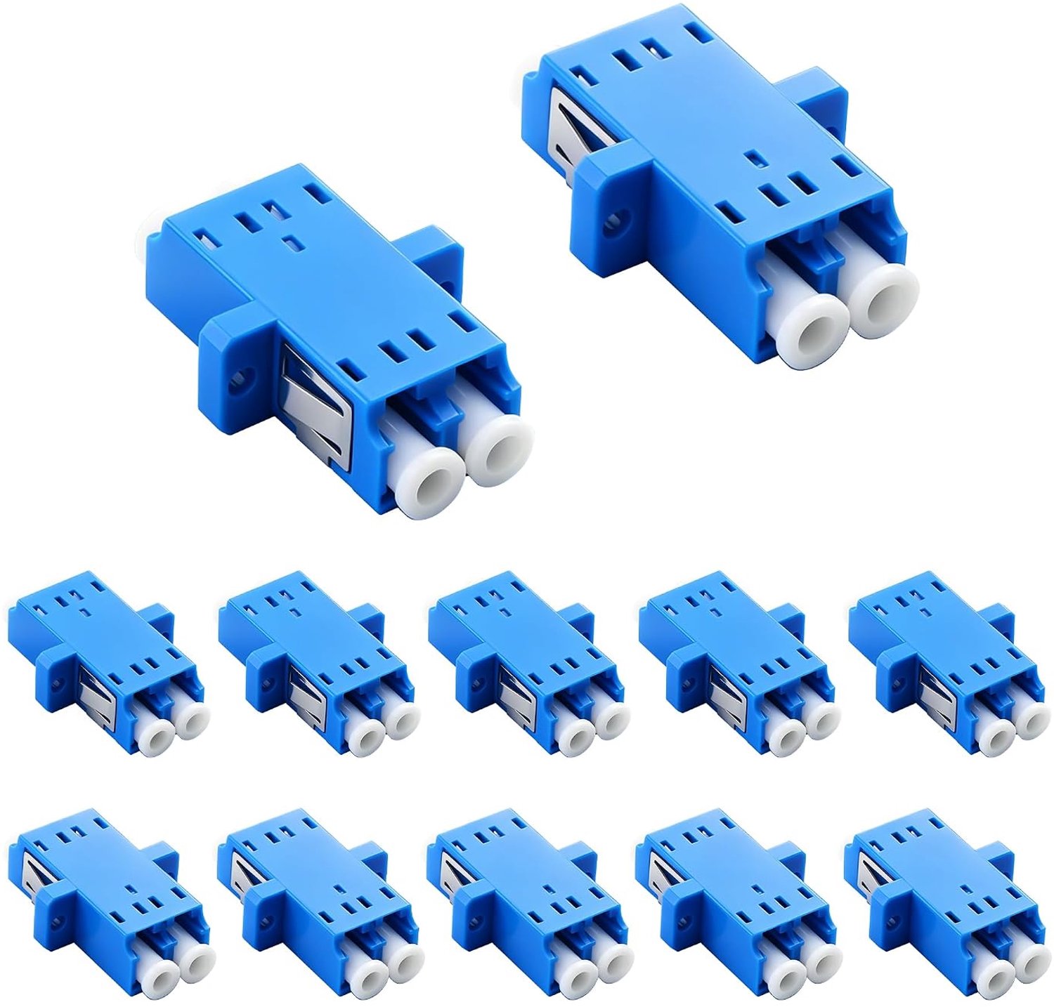 LC UPC Fiber Optic Coupler, LC UPC vrouwelijk naar vrouwelijk Duplex Single Mode Adapter voor Fiber Optic Patch Panel, Netwerkkast (12 verpakkingen)