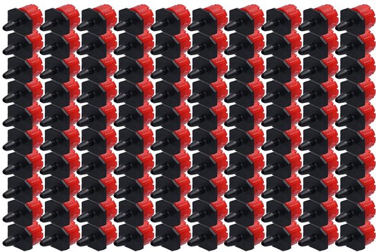 100 stuks 8-gaats druppelirrigatie-emitter verstelbare sprinkler voor tuinkas (Rood) — afbeelding 2