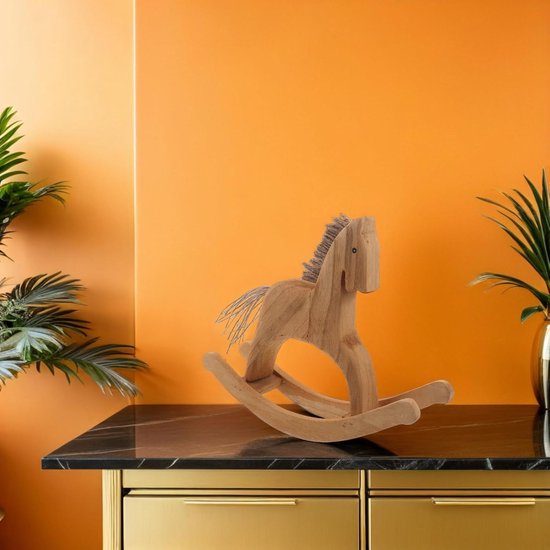 Vintage Houten Hobbelpaard Beeldje Gedetailleerd Chinees Dierenriem Paard Sculptuur Stevige Houten Decoratie voor Bureau Kinderkamer Geluk Rijkdom Souvenir — afbeelding 4