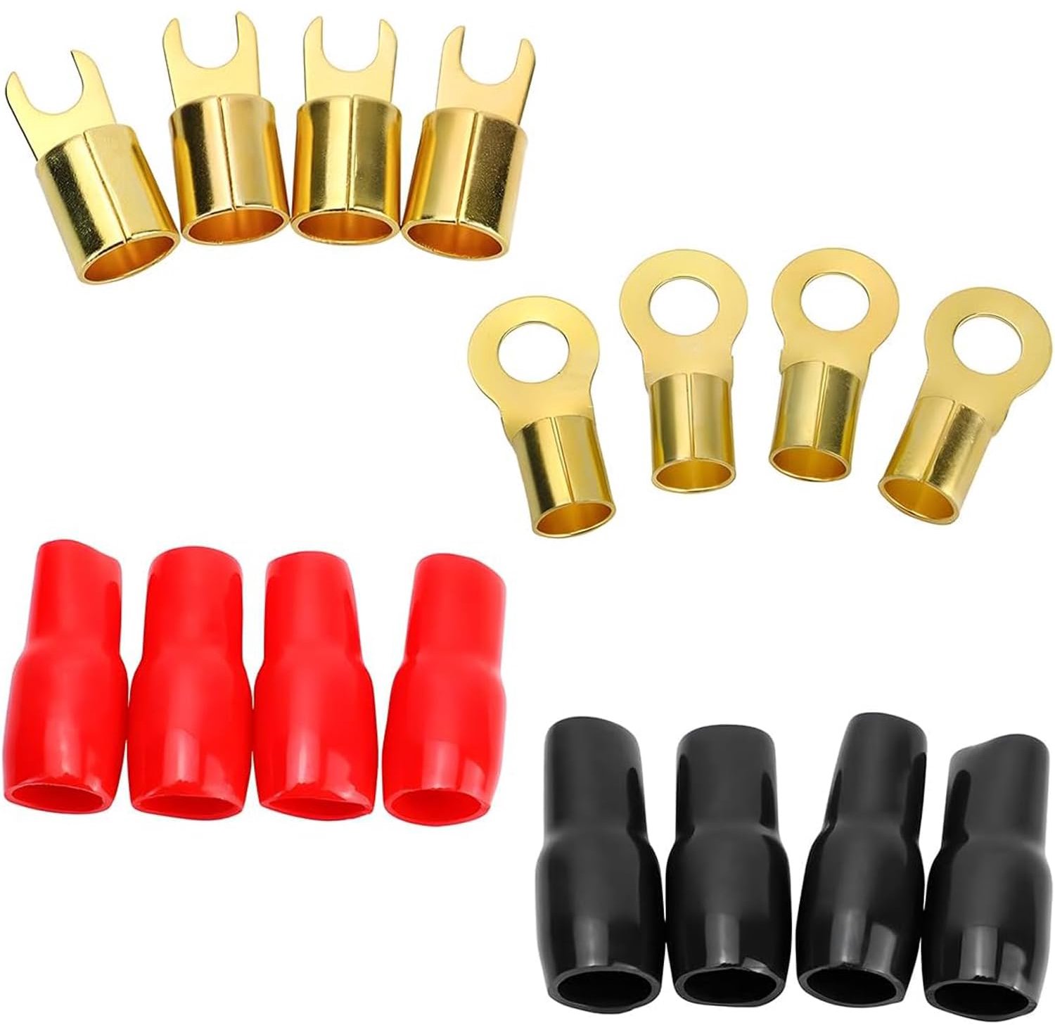 Autostrip spade terminal adapters 4 paar - 4 gauge voertuig connectors - duurzaam PVC en messing - ideaal voor speakers - ShopVlot