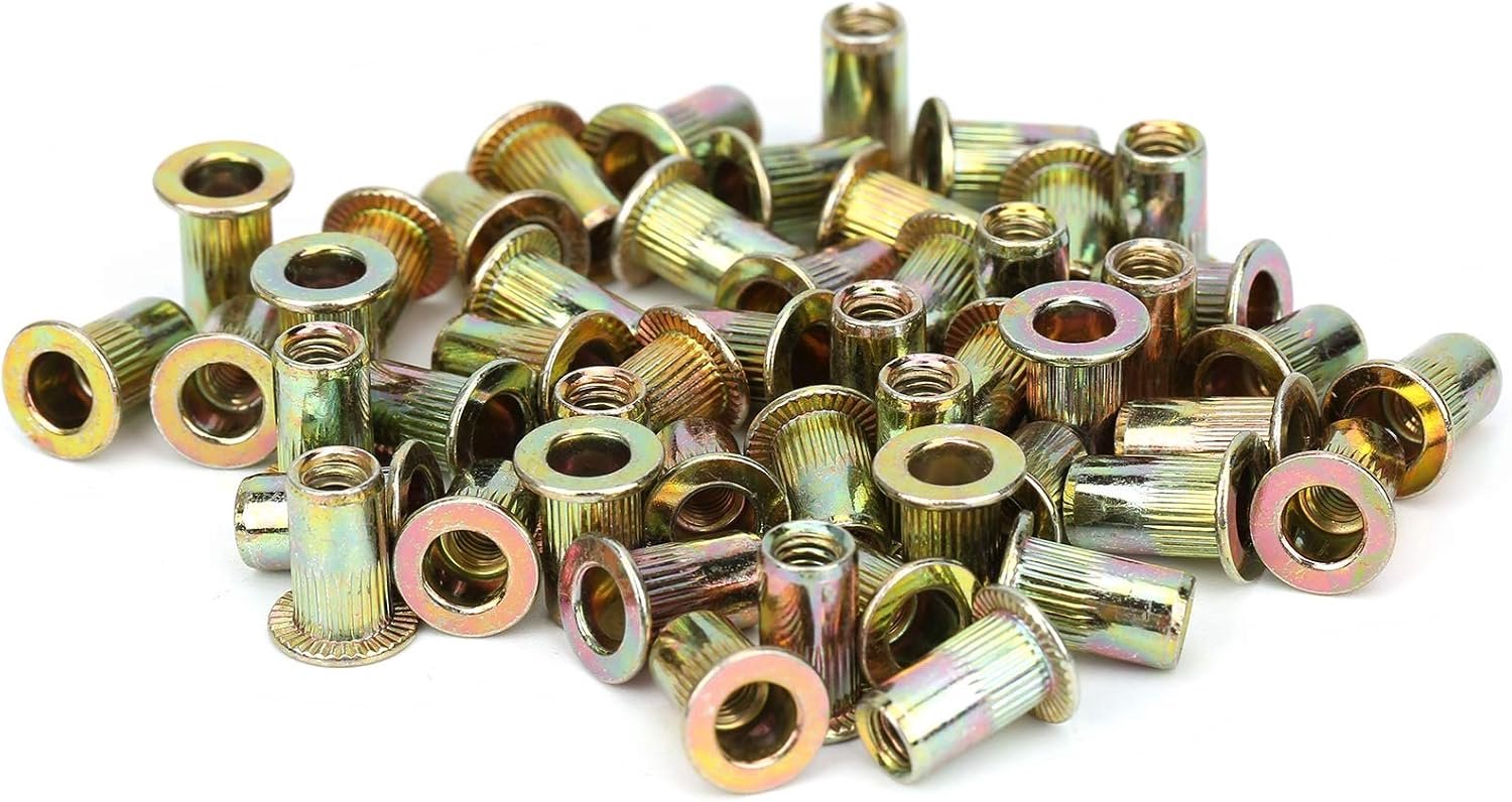 M4 Klinknagelmoeren Set Klinknagelmoeren met schroefdraad Insteekmoeren met platte kop voor montage van elektromechanische hardware-accessoires