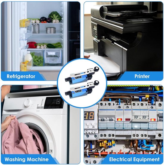 2 stuks Me-8108 waterdichte eindschakelaar, 250 V, industriële mini-eindschakelaar met rolhendel, mechanische positieschakelaar voor automatisering, machinebouw en elektrische besturingen — afbeelding 2