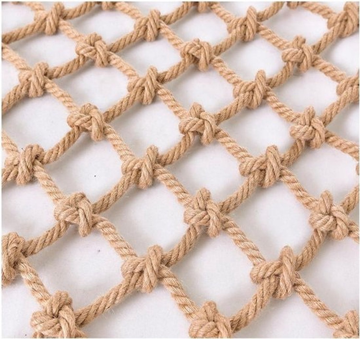 Hennep - Cargonet - Veiligheidsnet - Klimtouw - Valbescherming - Kinderen - Handgeweven vakmanschap - 12mm touw - 10cm maas - Natuurlijk jute