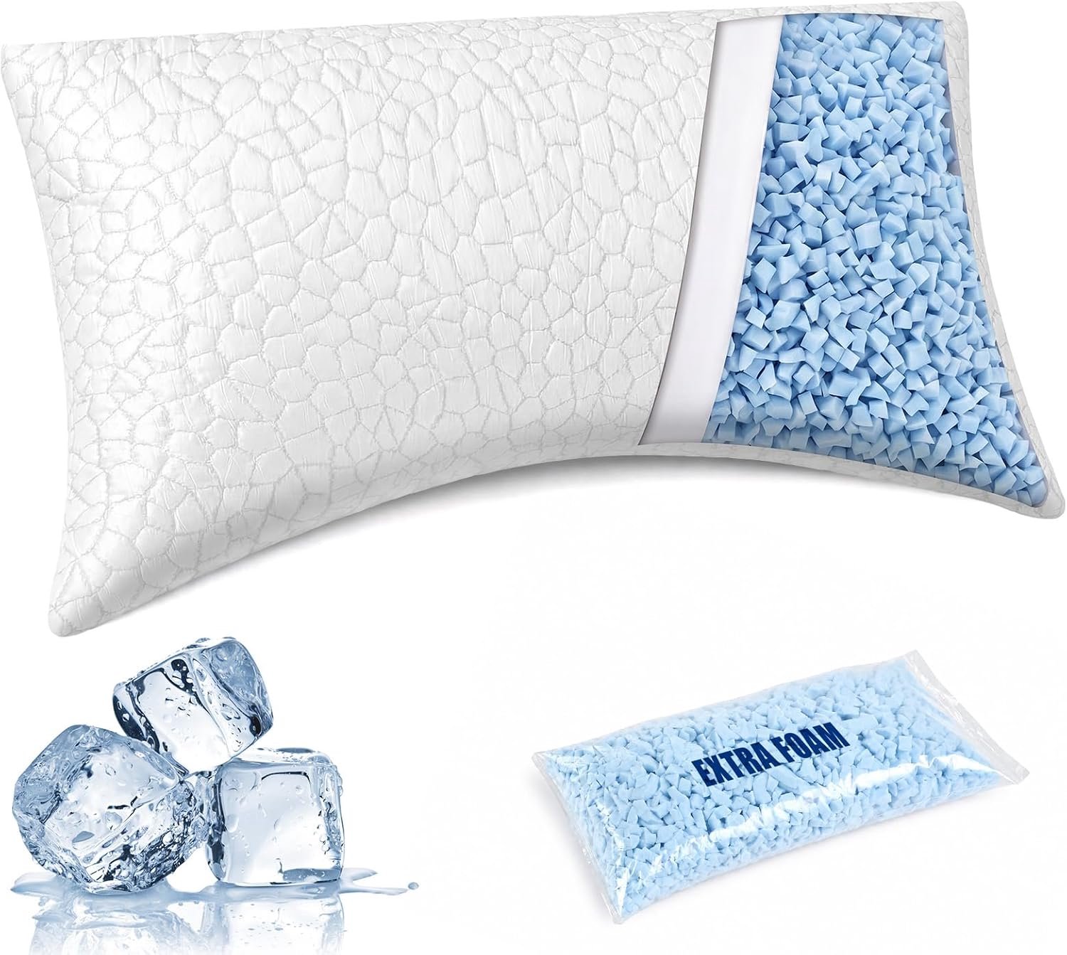 Zijslaapkussen, verstelbaar met vulling van 200 g traagschuim, ergonomisch verkoelend kussen met gebogen design voor nek- en schoudersteun, orthopedisch kussen, wasbare overtrek, 48 x 86 cm