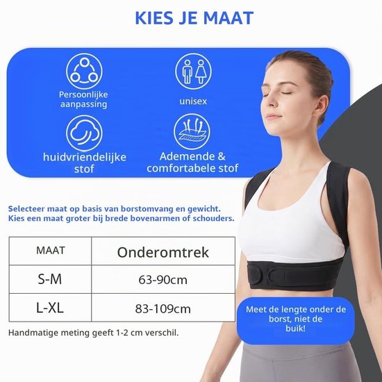 Verstelbare Rugsteun en Houdingscorrector voor Mannen en Vrouwen, Ademend Ontwerp met Elastische Band, Ondersteuning voor Rug en Schouders (L/XL) — afbeelding 5