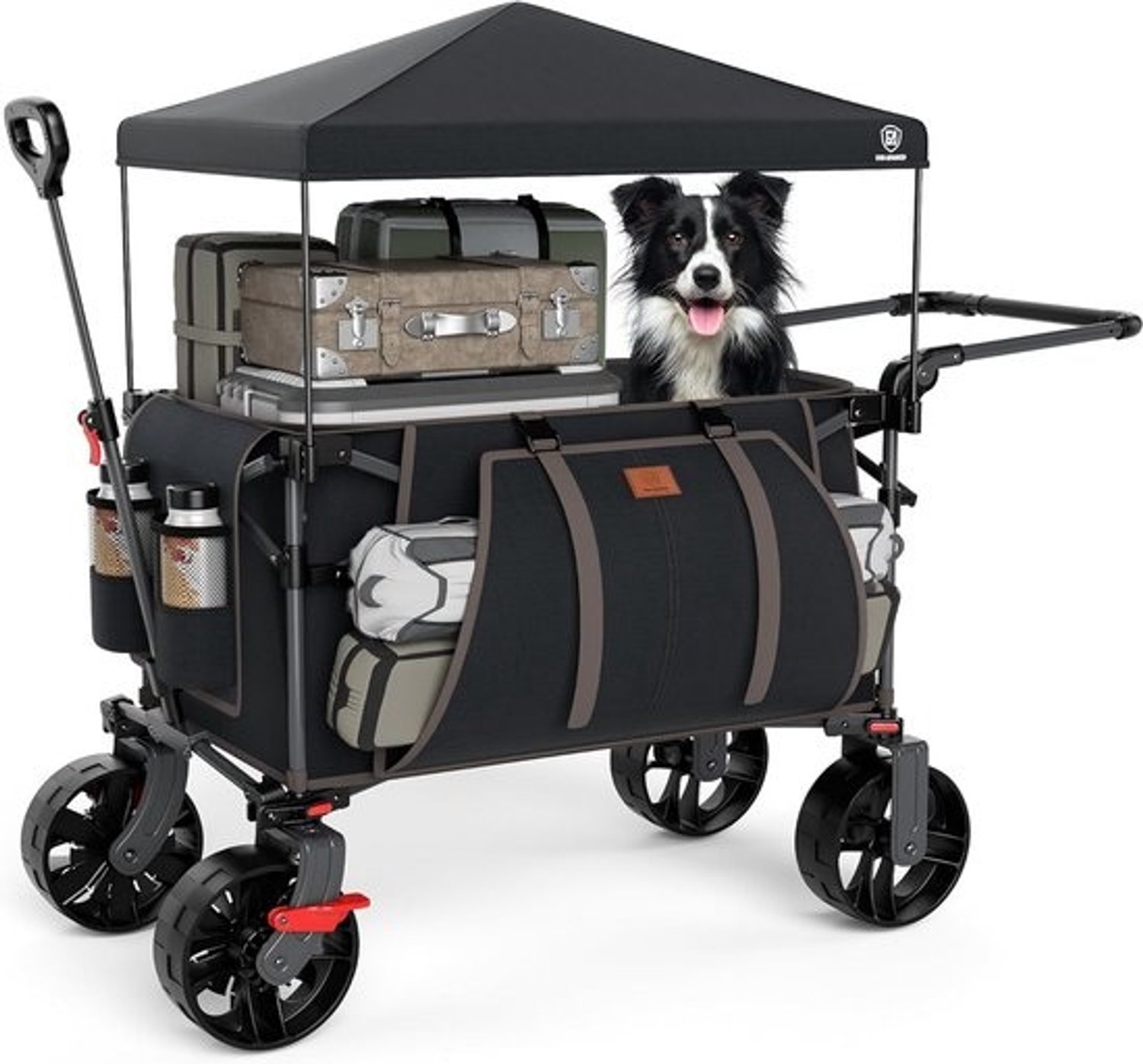 Festivalwagen - 228 L - met afneembare luifel - Campingwagen, strandtrolley en tuinwagen - met 3 grote zakken