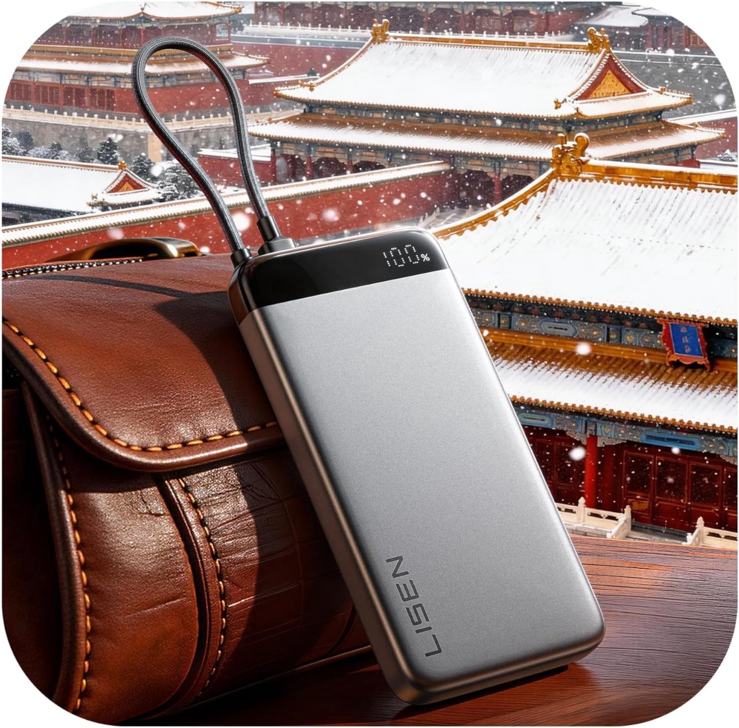 Dunne Powerbank 20.000mAh met Geïntegreerde Kabel, 22,5W, Geschikt voor iPhone, Samsung en Xiaomi, Ideaal voor Reizen en Dagelijks Gebruik