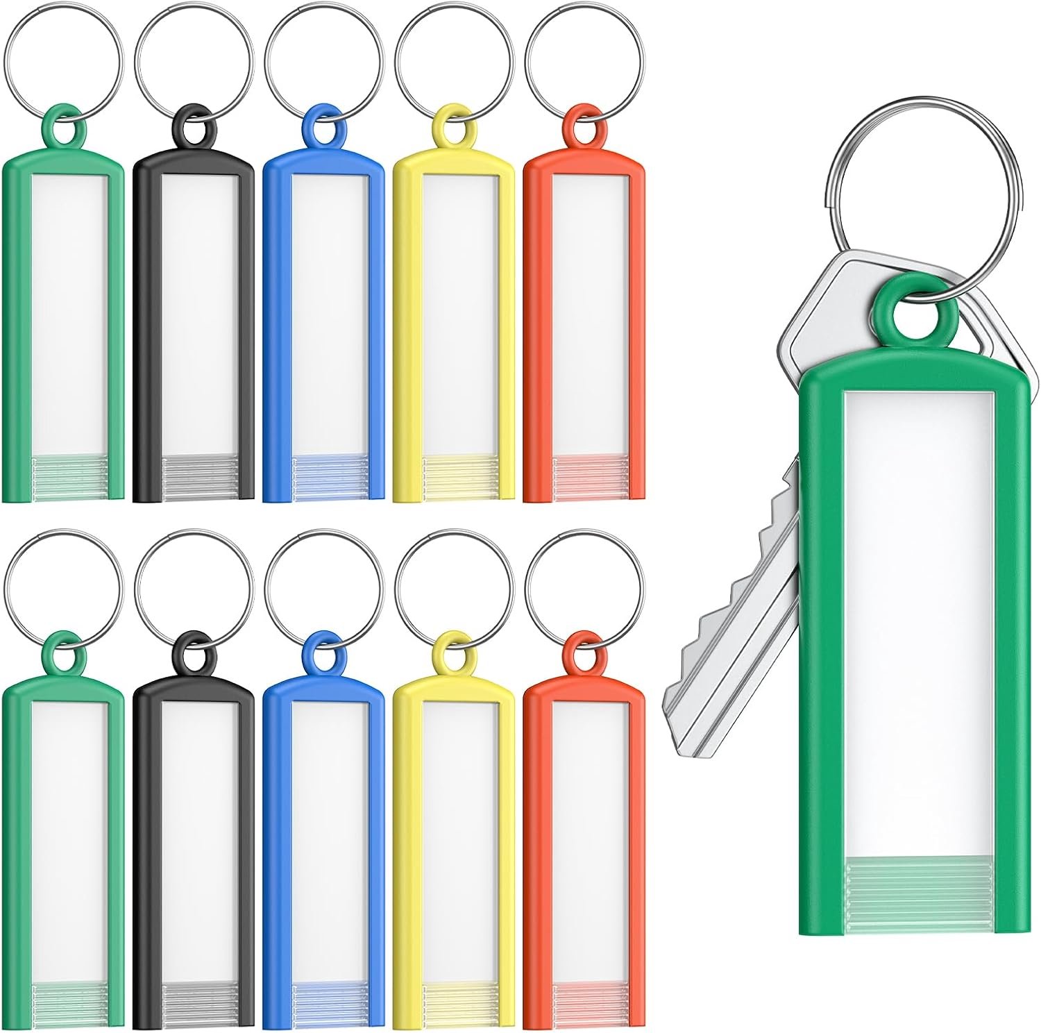 Uniclife 10 stuks sleutelhangers, etiketten, 5 kleuren met ringen