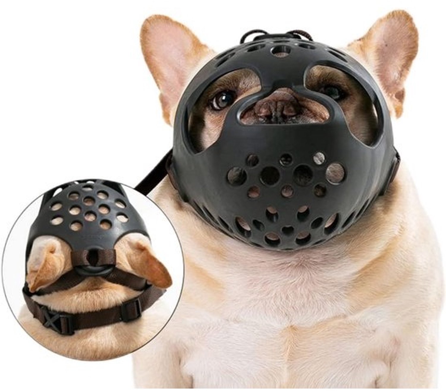 Verstelbare korte snuit muilkorf voor Franse Bulldog - Anti-bijt en anti-blaf