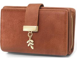 HNOOM Portemonnee dames pochettes et clutches medium, Bruin, Retro - ShopVlot