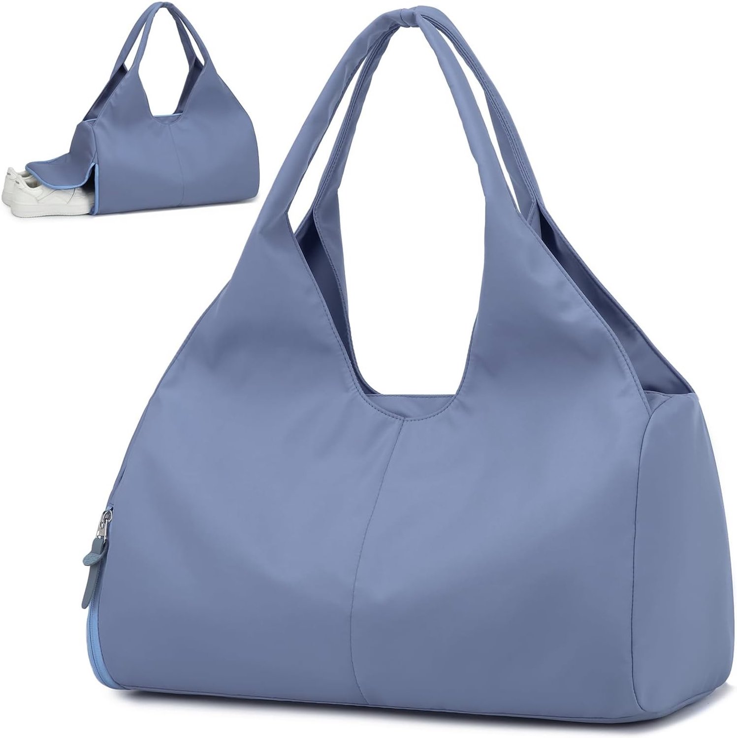 Sporttas voor Vrouwen met Schoen- en Nat Compartment, Ideaal voor Yoga, Sauna en Zwemmen, Blauw, Groot Formaat