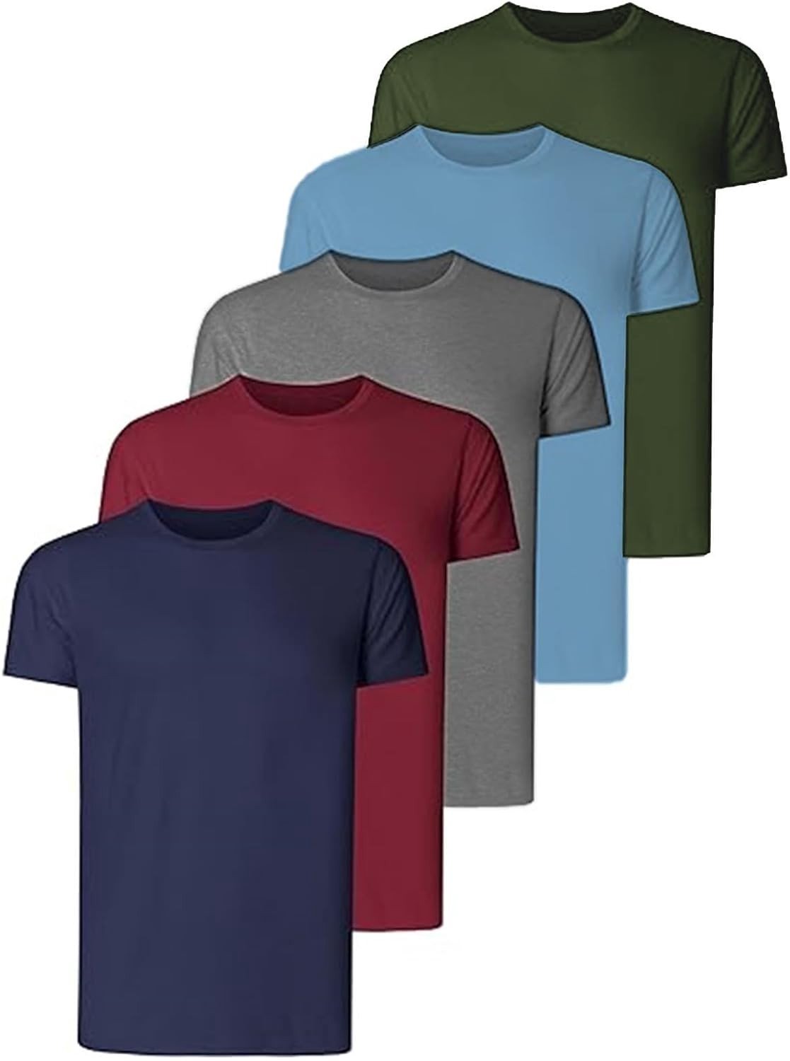 5-Pack Heren T-Shirts met Ronde Hals, Super Zacht en Comfortabel, Ideaal voor Elke Gelegenheid en Dagelijks Gebruik