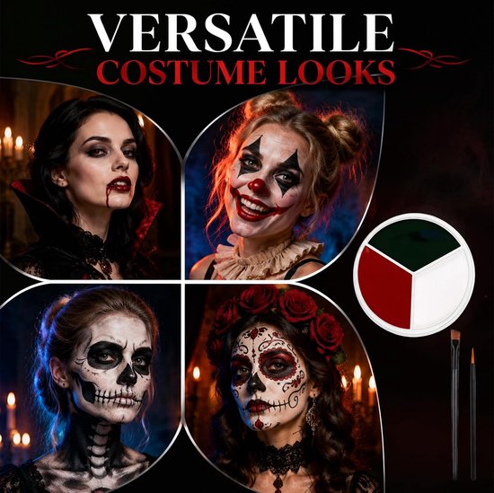 4 stuks Halloween-make-upset, gezichtsschmink, met penseel — afbeelding 5