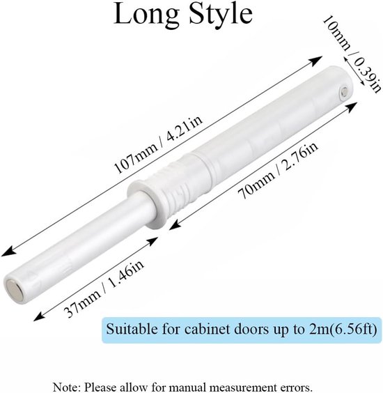 5 stuks magnetische druksluitingen Push to Open, matte heavy-duty deuropener met 37 mm slag, uitwerper voor greeploze meubeldeuren, meubelsluitingen voor keuken, kast & lade incl. accessoires — afbeelding 5