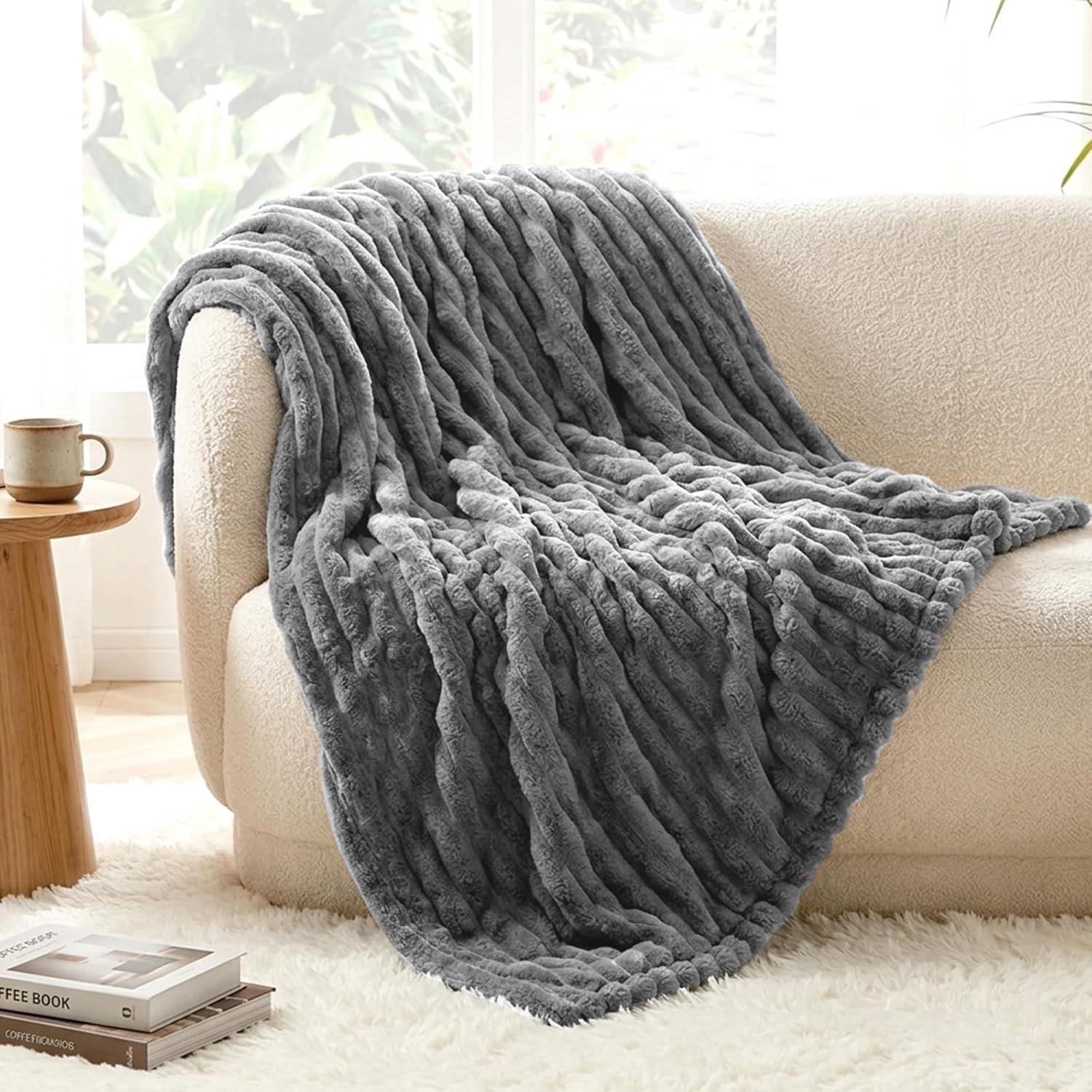 Dikke corduroy Sherpa knuffeldeken, 150 x 200 cm XL winter pluizige
