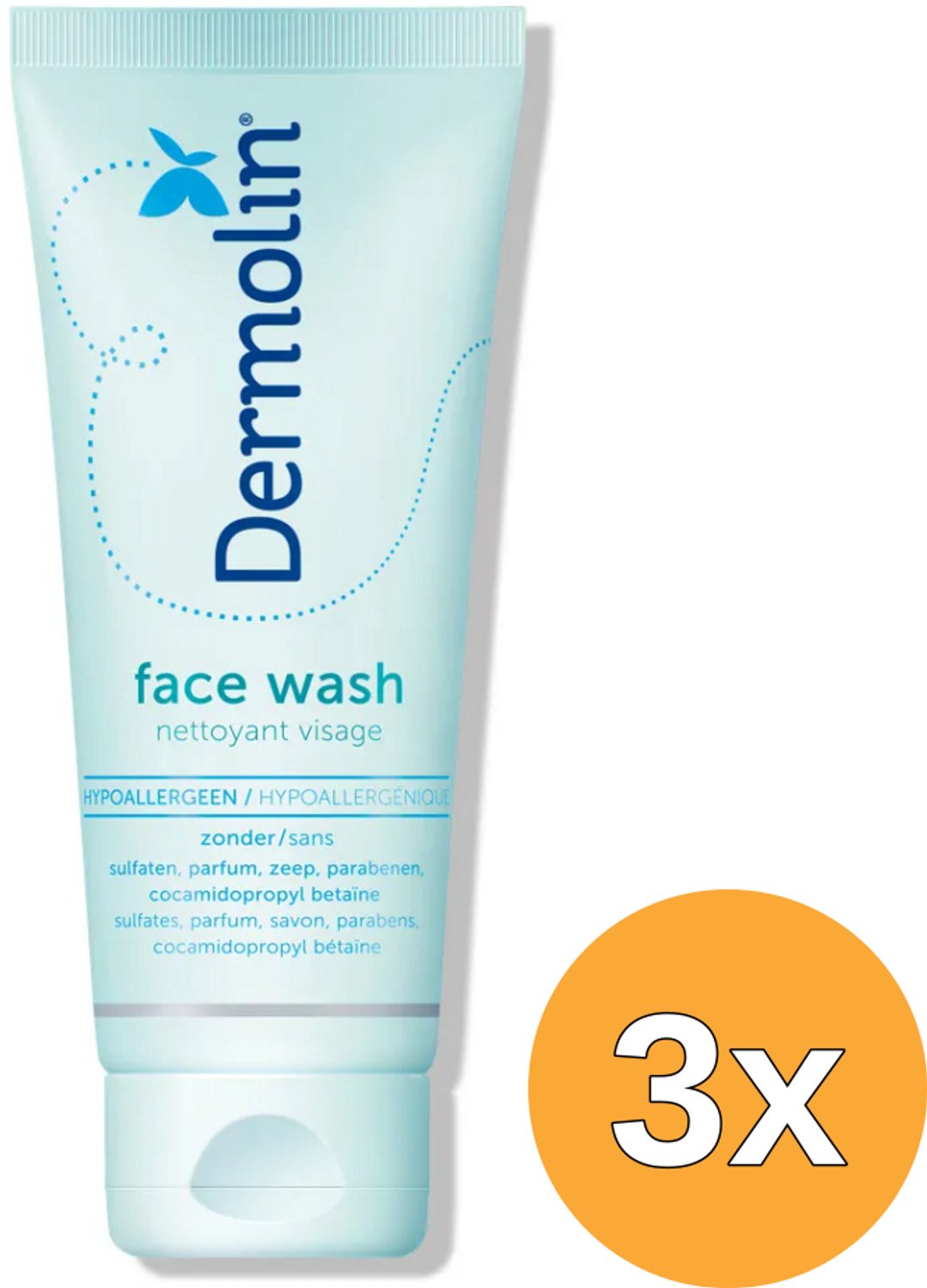 3x Dermolin Face wash CAPB Vrij (100 ml)